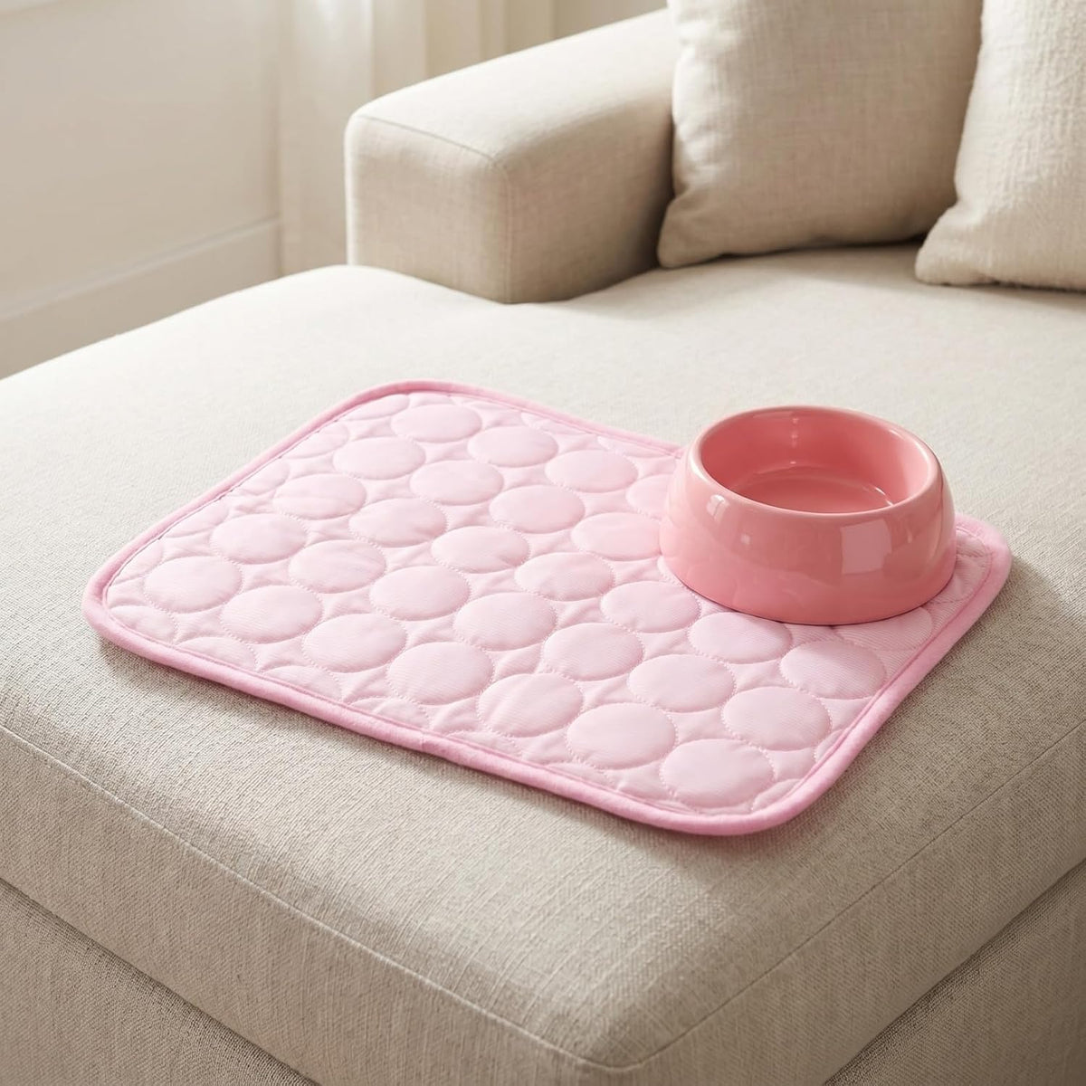 Small Dog Cooling Mat Ice Silk 16X12In Pet Summer Pad for Cats Pink