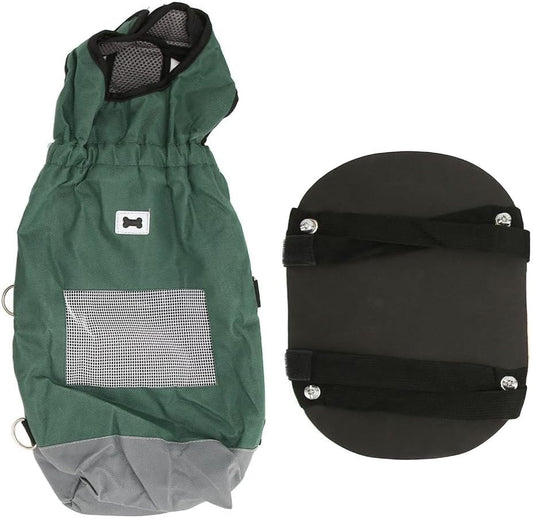 Dog Wheelchair Scooter with Drag Bag, Adjustable Oxford Cloth Pet Mobility Carrier for Rear Leg Support, Dark Green(M)