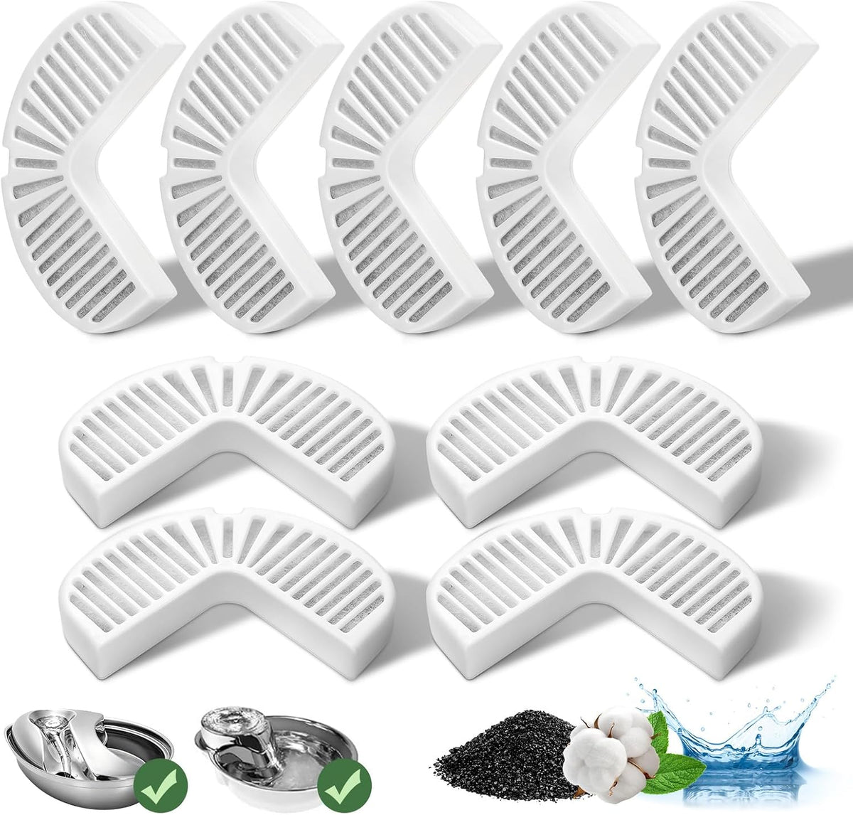 9 Packs Cat Fountain Filters for Raindrop & Big Max Ceramic Pet Fountain