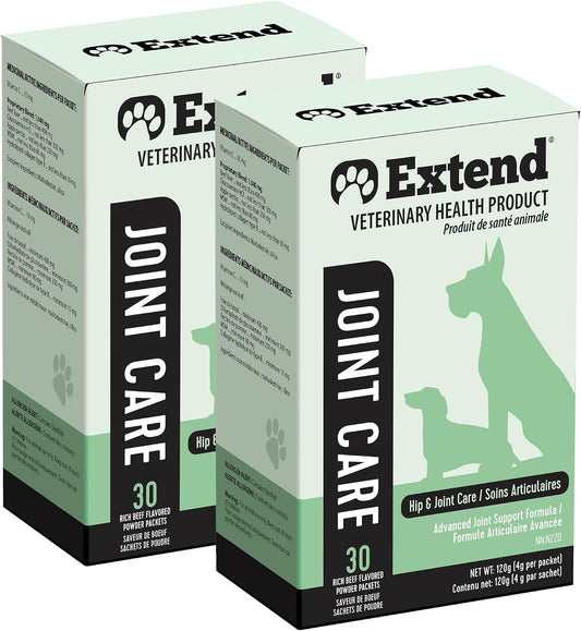 Extend Dog Hip and Joint Supplement Beef Flavored Powder Packets with Glucosamine, Chondroitin, MSM & Collagen, Hip & Joint Support, Mobility & Cartilage Health, Daily Dog Supplement, 60 Count