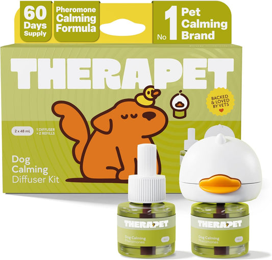 Therapetmd 60-Day Dog Calming Diffuser Kit - Dog Pheromone Diffuser for Stress, Destructive Behavior, Pee Accidents, Separation Anxiety, Barking, Aggression & Chewing - 60-Day Refills Included