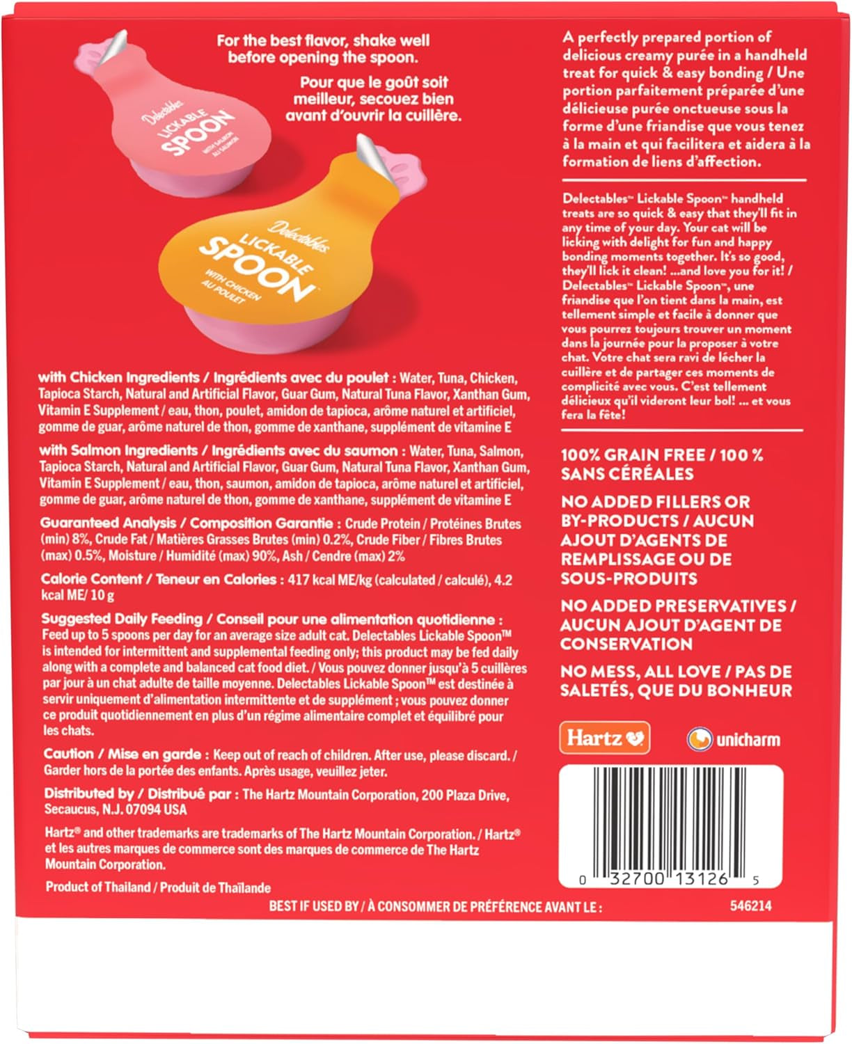 Delectables Lickable Spoon Handheld Wet Cat Treats Made with Real Chicken & Salmon, Quick & Easy Creamy Puree, Mess Free, Grain-Free, No Added Fillers, No By-Products, Variety Pack, 20Ct