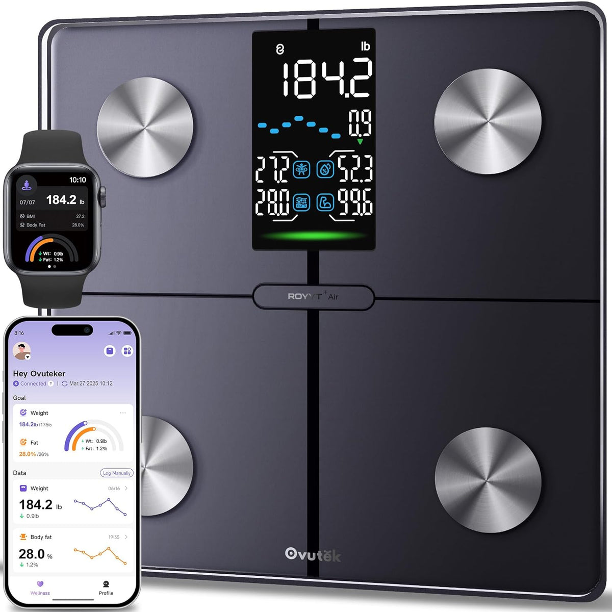 Ovutek Smart Digital Scale for Body Weight, Body Fat and BMI, FSA Eligible