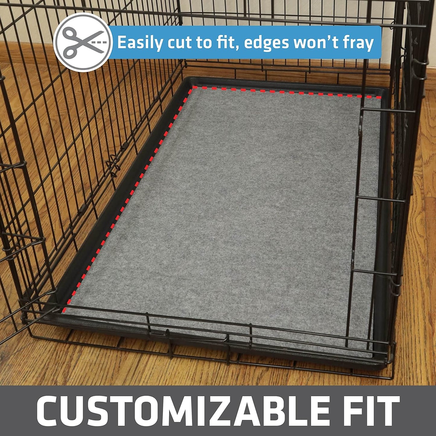Drymate Dog Crate Mat Liner, Absorbs Urine, Waterproof, Non-Slip, Washable Puppy Pee Pad for Kennel Training - Use under Pet Cage to Protect Floors, Thin Cut to Fit Design (USA Made) (Lgrey)(29"X48")