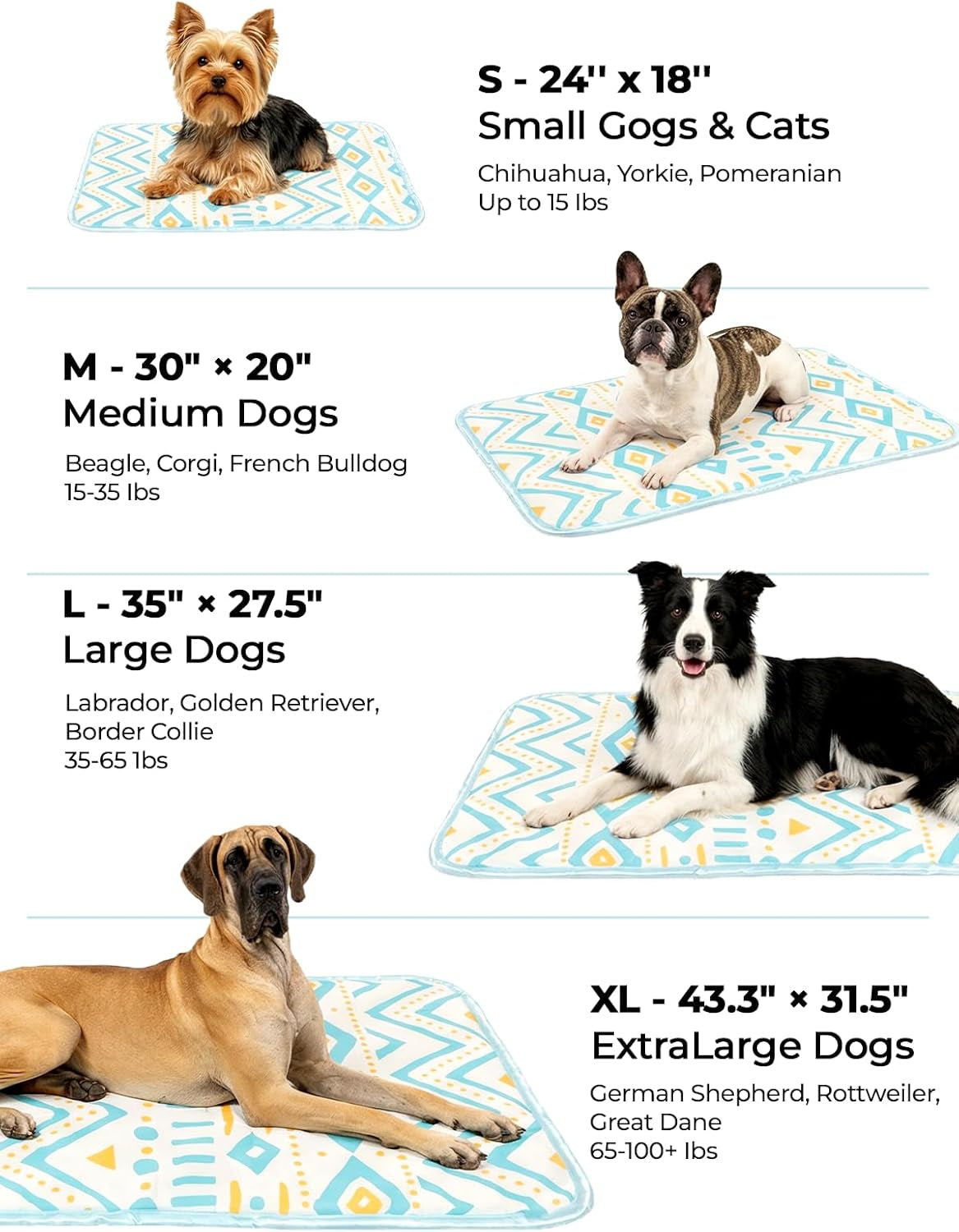 Furrybaby Cooling Mat for Dogs,Stylish Patterns,Self Cooling Indoor Outdoor