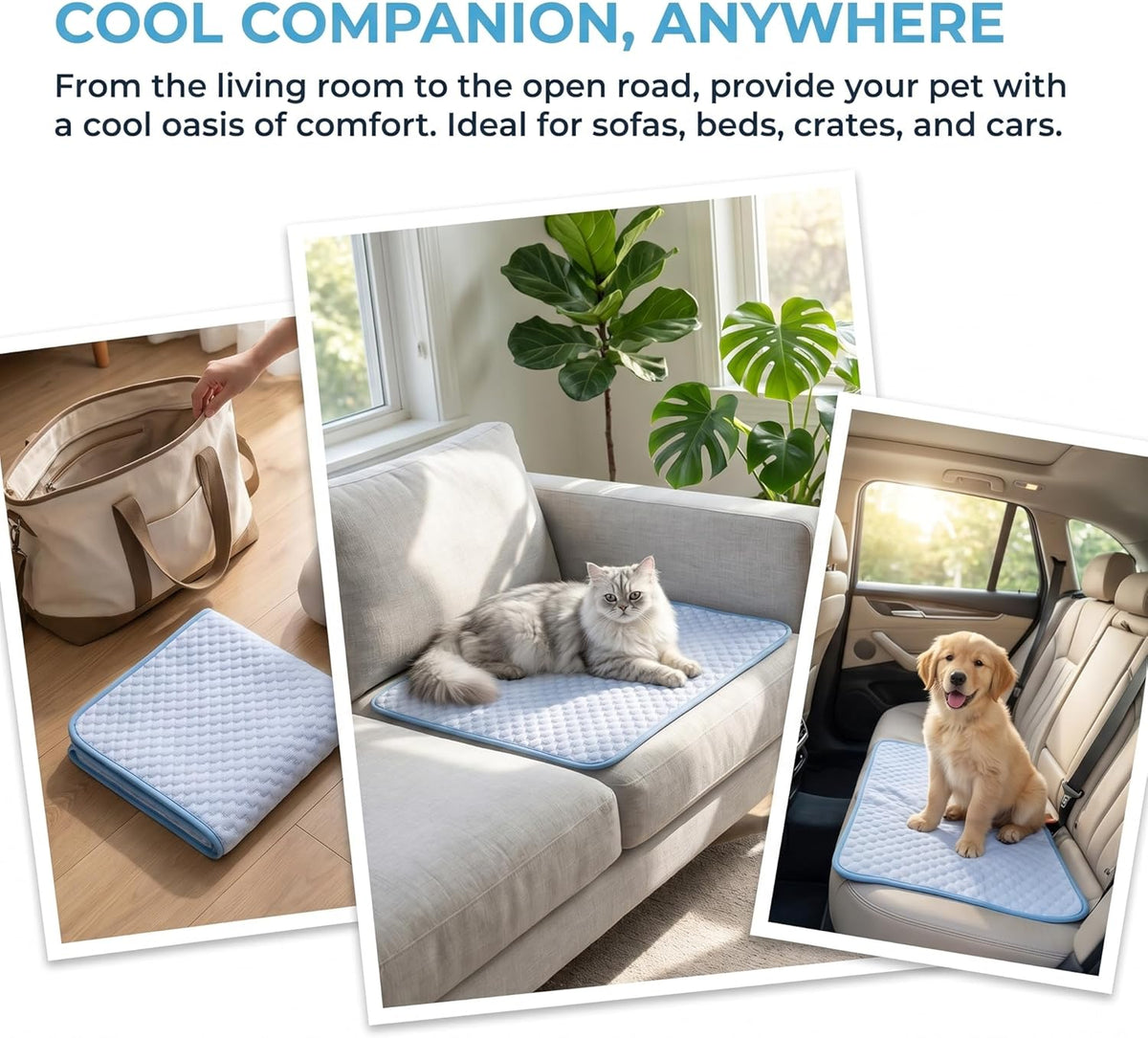 Dog Cooling Mat for Cats Small Pets, Gel Free Ice Silk Self Cooling Pad