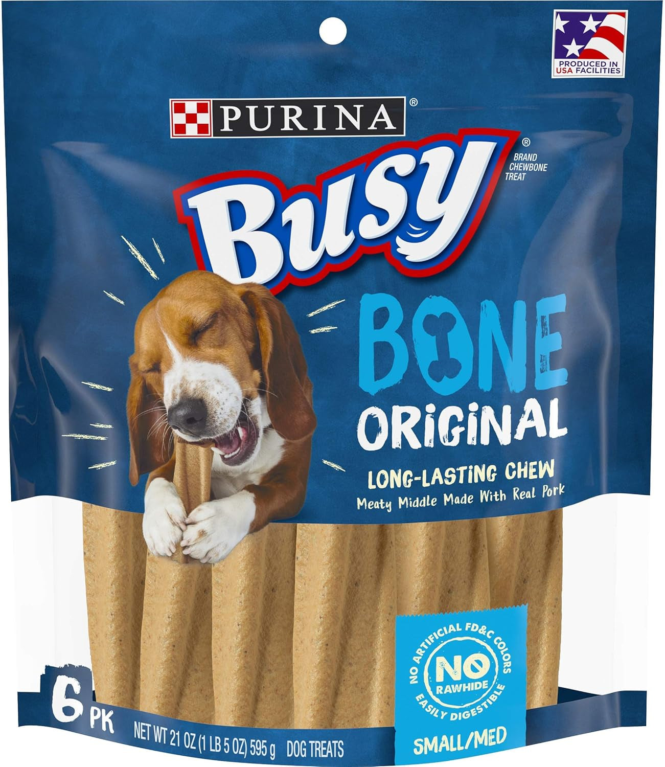 Purina Busy Bone Adult Dog Chew Bone Treats, Original - 6 Ct. Pouch