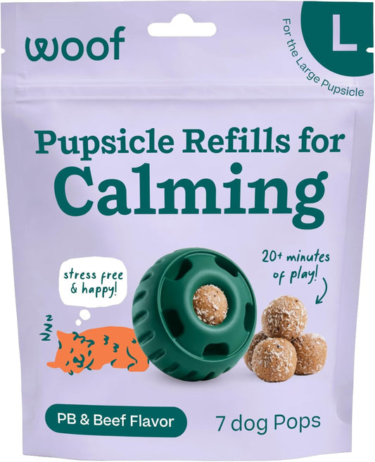 WOOF Pupsicle Refill Pops for Calming - Long-Lasting Refills for the Pupsicle Toy to Promote Calm - Calming Dog Treats - Magnesium for Dogs- Large Pops - 7 Count