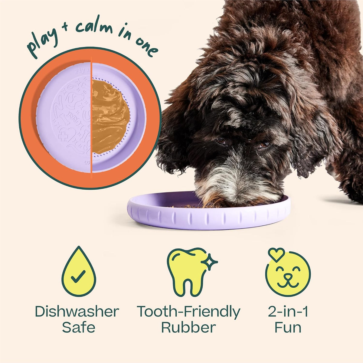 WOOF Fly N' Feed Flying Disc & Lick Mat Dog Toy - Lavender