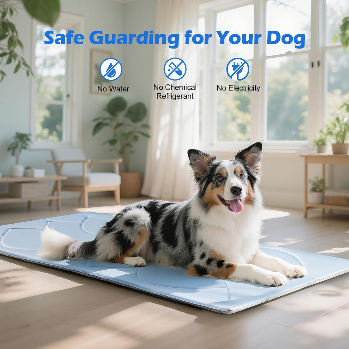 Q-Max>0.4 Dog Cooling Mat (Cool&Warm), 48''×28'', L, Blue+Grey