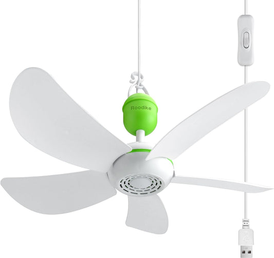 17" Portable USB Ceiling Fan for Camping Tent Gazebo RV Cruise