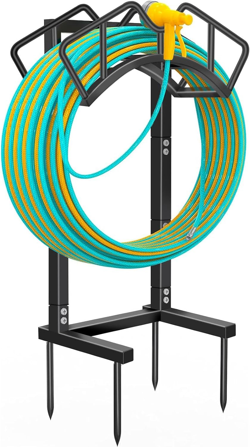 Qatsrin Super Stable Garden Hose Holder, Water Hose Reel Holds 160Ft, Black