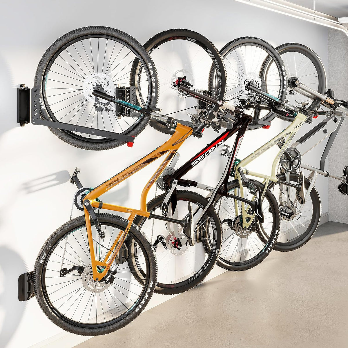 Montek No-Lift Swivel Bike Wall Mount, Bike Hangers for Garage, 4 Pack