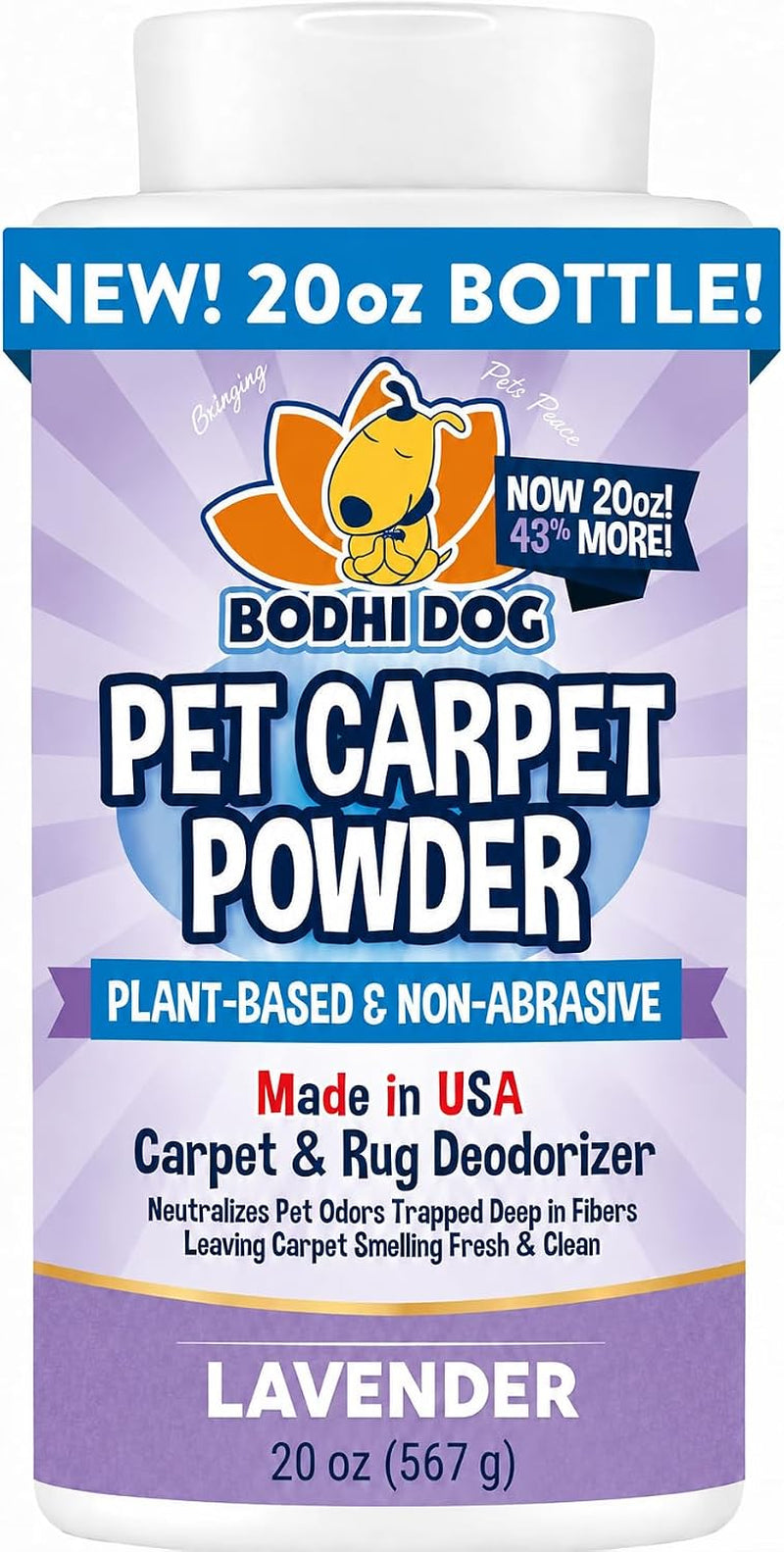 Bodhi Dog Natural Carpet Deodorizer Powder - Dry Pet Smell Eliminator & Urine Odor Remover - Loosens Fur & Dirt - Plant-Based Room Freshener for Vacuuming Home - Lavender (Pack of 1)