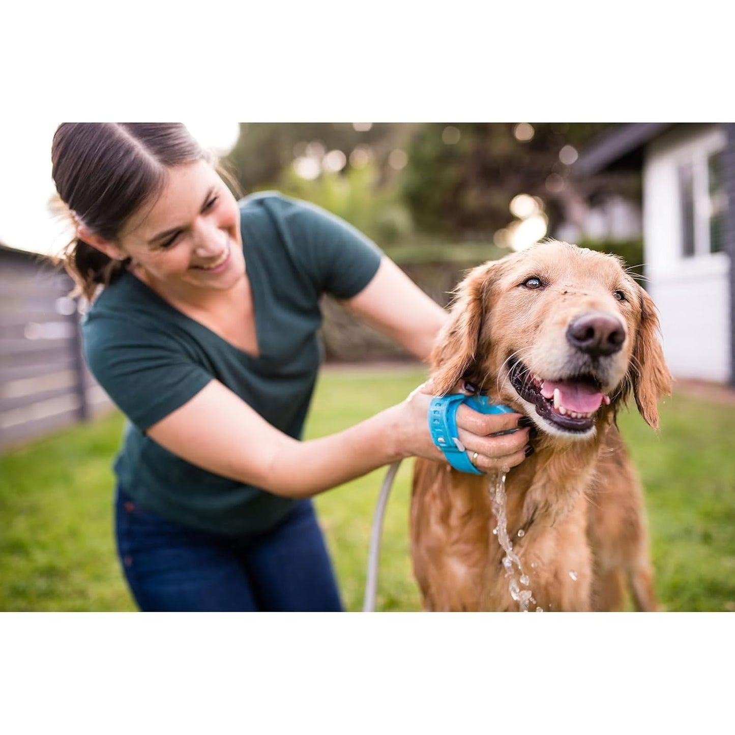 Aquapaw Dog Bath Brush Pro & Dog Shower Attachment - Large Silicone Rubber - Sprayer & Scrubber in One with 8Ft Hose Attachment & Shower Wand for Bathing - Pet Bath Supplies
