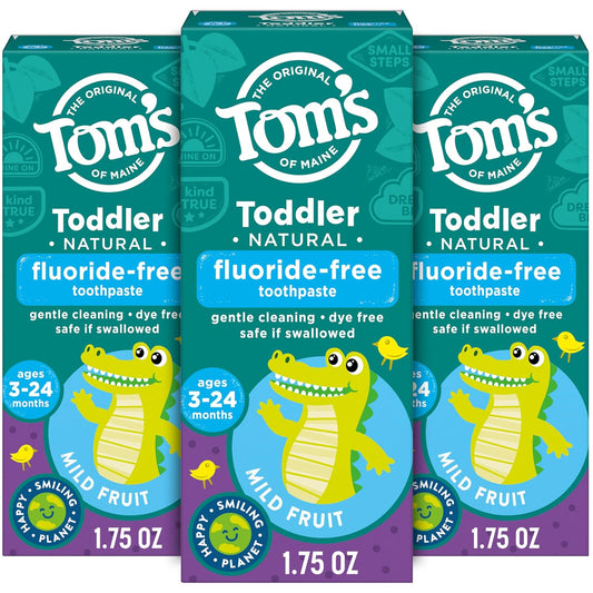 Tom'S of Maine Toddler Fluoride Free Toothpaste, Mild Fruit, 3 Pack, 1.75Oz