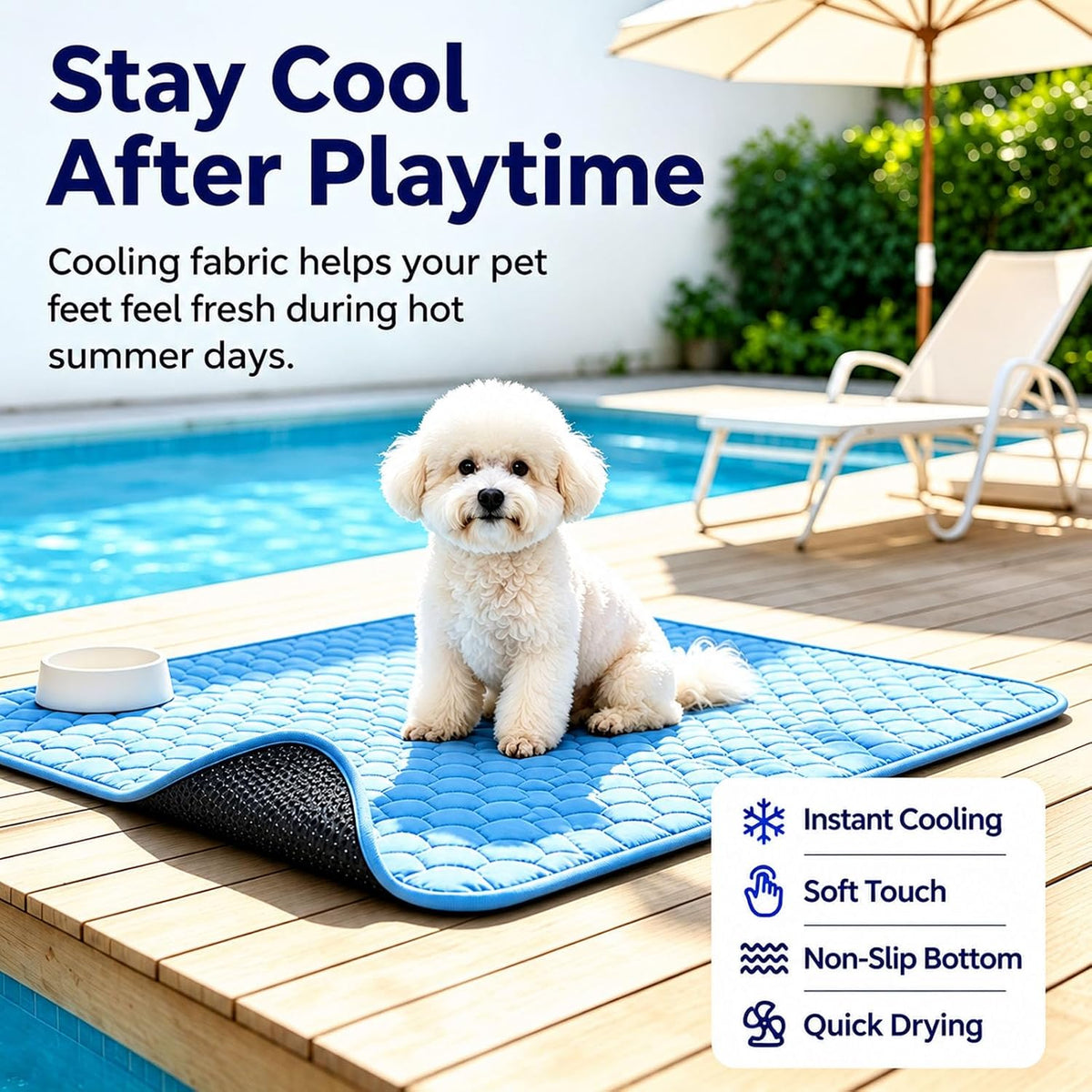 Cooling Mat for Dogs,Portable & Durable Cooling Pad for Dog(Blue,Xl)