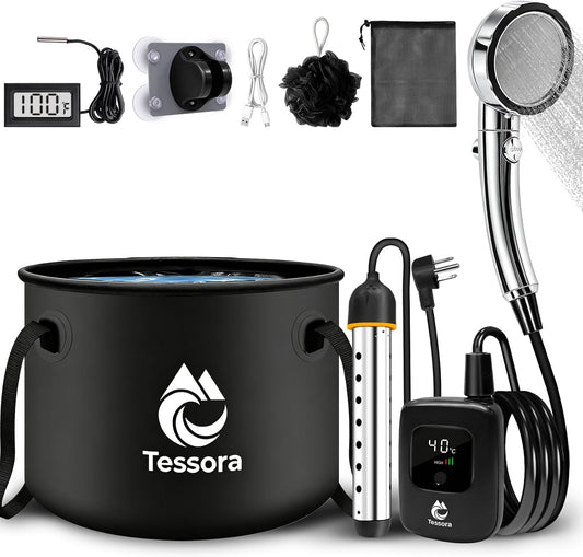 Portable Camping Shower with Heater, Complete Outdoor Shower Kit