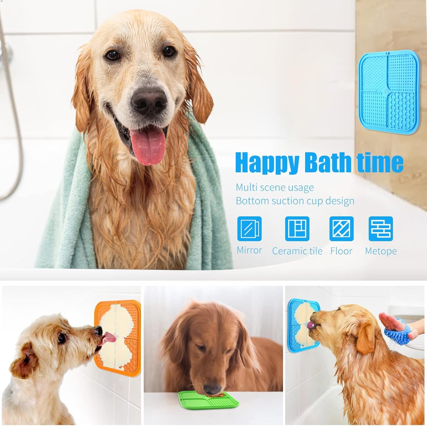 Honomastry Lick Mat for Dogs, Premium Lick Pad with Suction Cups for Dog Anxiety Relief, Slow Feeder Dog Bowls, Bathing, Grooming and Training.