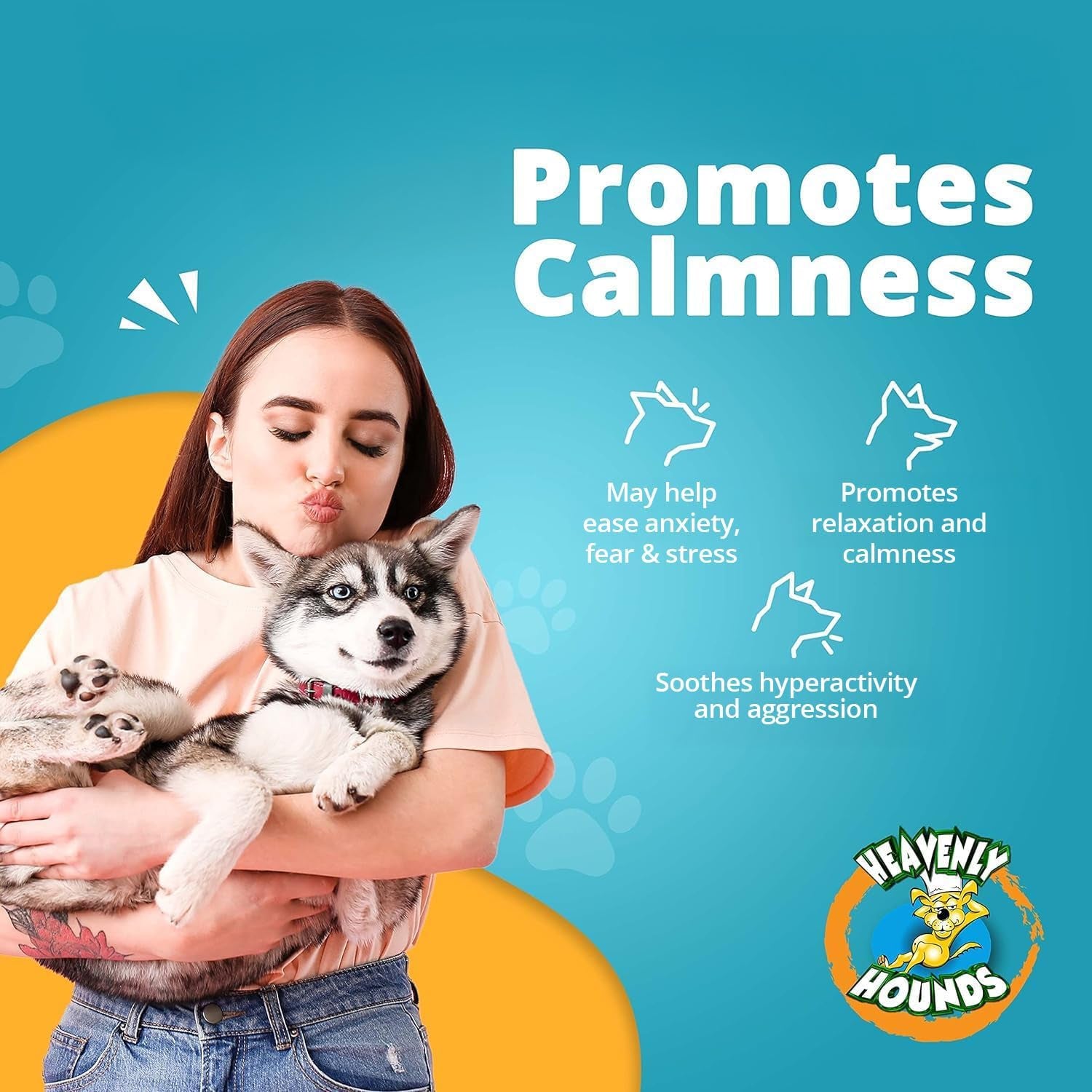 Heavenly Hounds Peanut Butter Chews - Anxiety Relief for Dogs - Natural Ingredients - No Hemp Calming Snacks, 2 Oz - Pack of 4