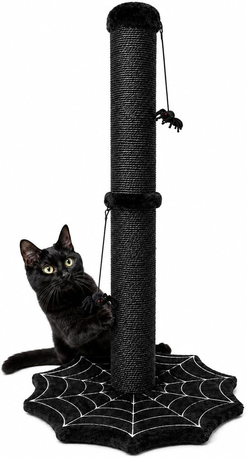 Gothic Cat Scratching Post with Spider Toys for Indoor Cats