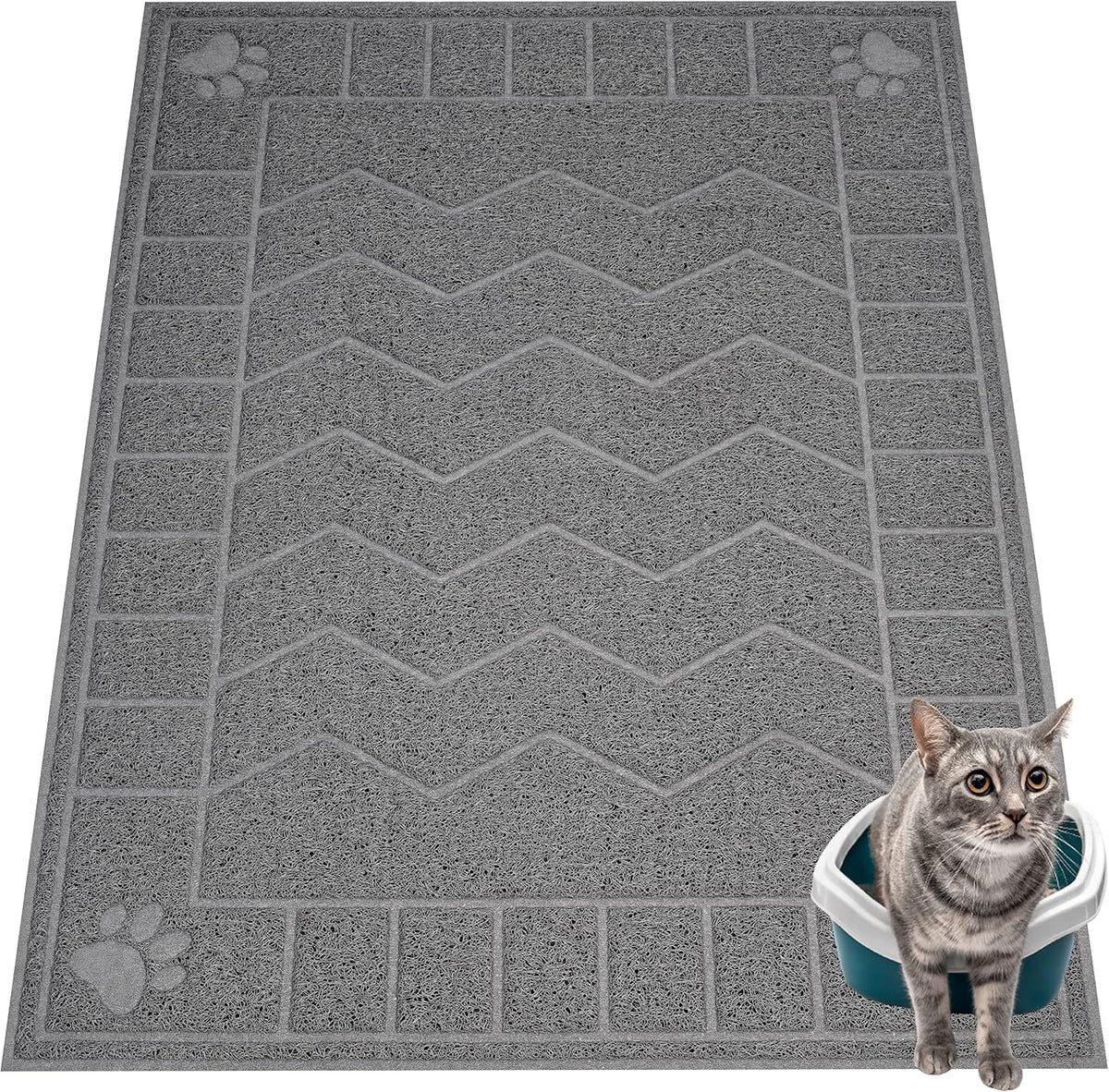 Cat Litter Box Mat, 47" X 35" Large Waterproof Litter Trapping Mat