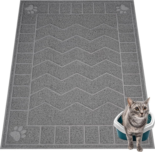 Cat Litter Box Mat, 47" X 35" Large Waterproof Litter Trapping Mat