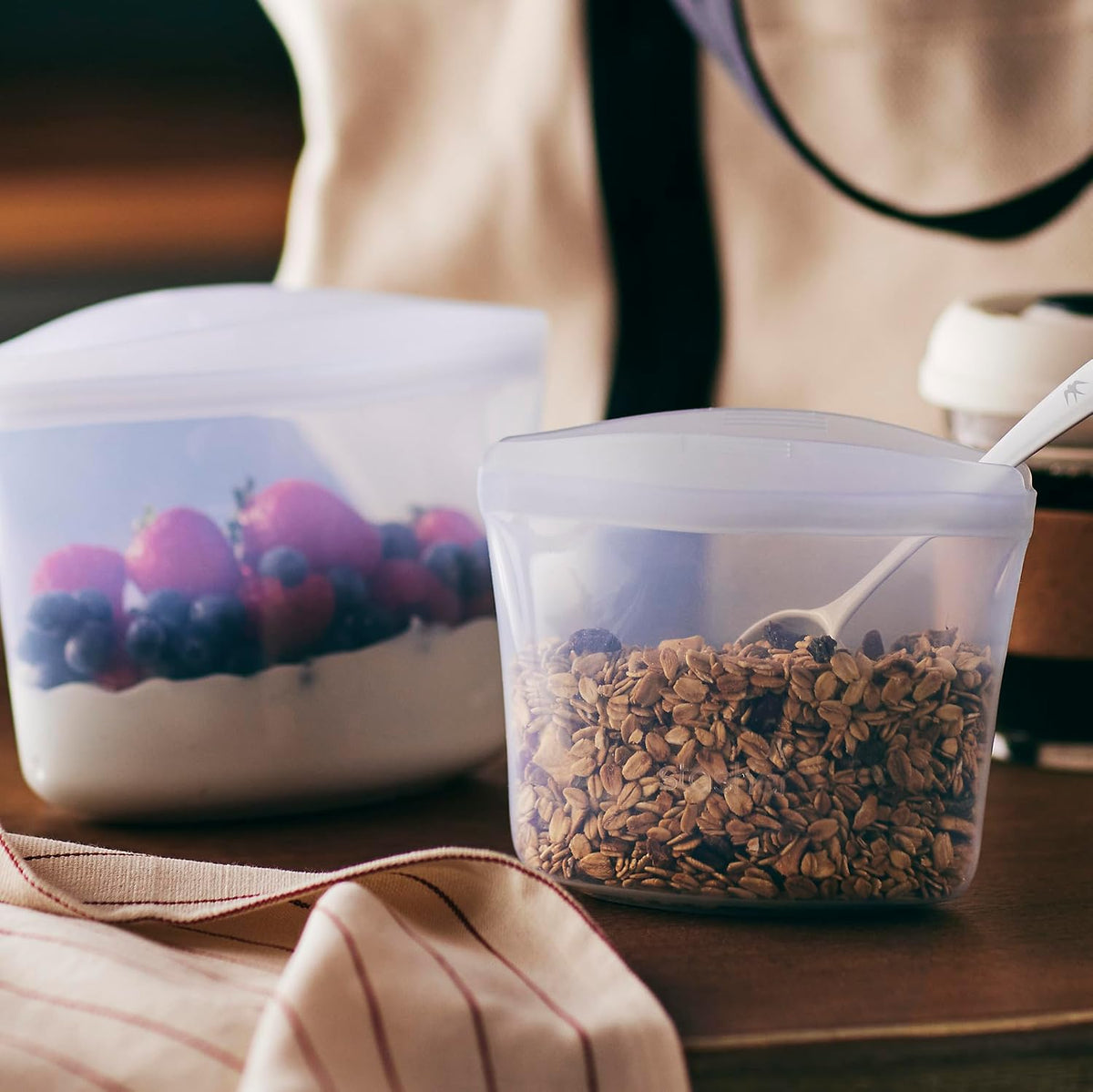 Stasher Premium Reusable Silicone Food Storage Bags, 3-Pack, Clear