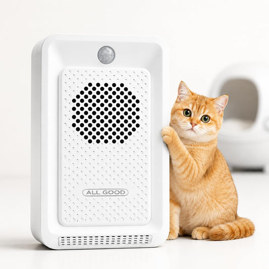 Cat Litter Deodorizer, Smart Odor Control for Cat Litter Box, Plant-Based Cat Odor Eliminator, Rechargeable Pet Odor Eliminator with Plant-Based Oil, Safe & Quiet Air Freshener for Pet Homes