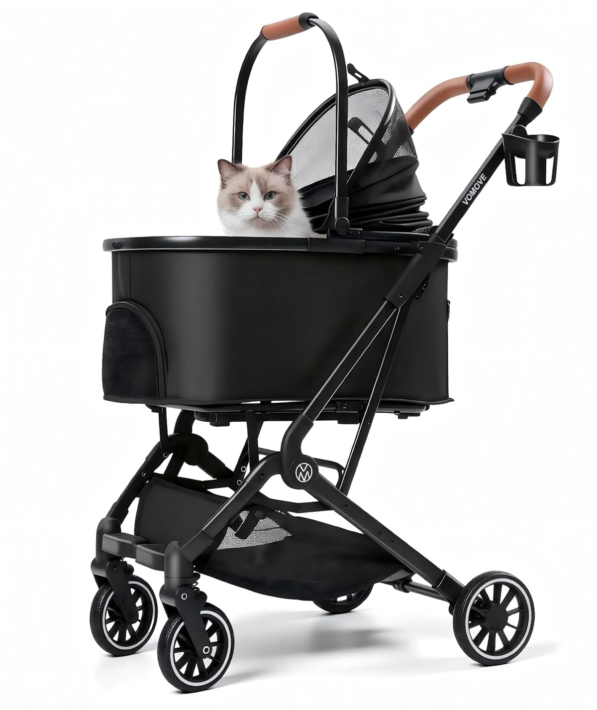 Foldable Pet Stroller for Cats and Small Dog with Detachable Carrier