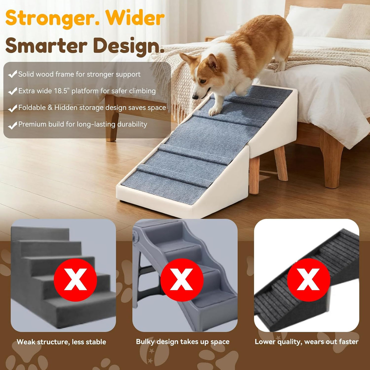 Dog Ramp for Couch, 3-In-1 Ottoman & Pet Stairs for Small Dogs