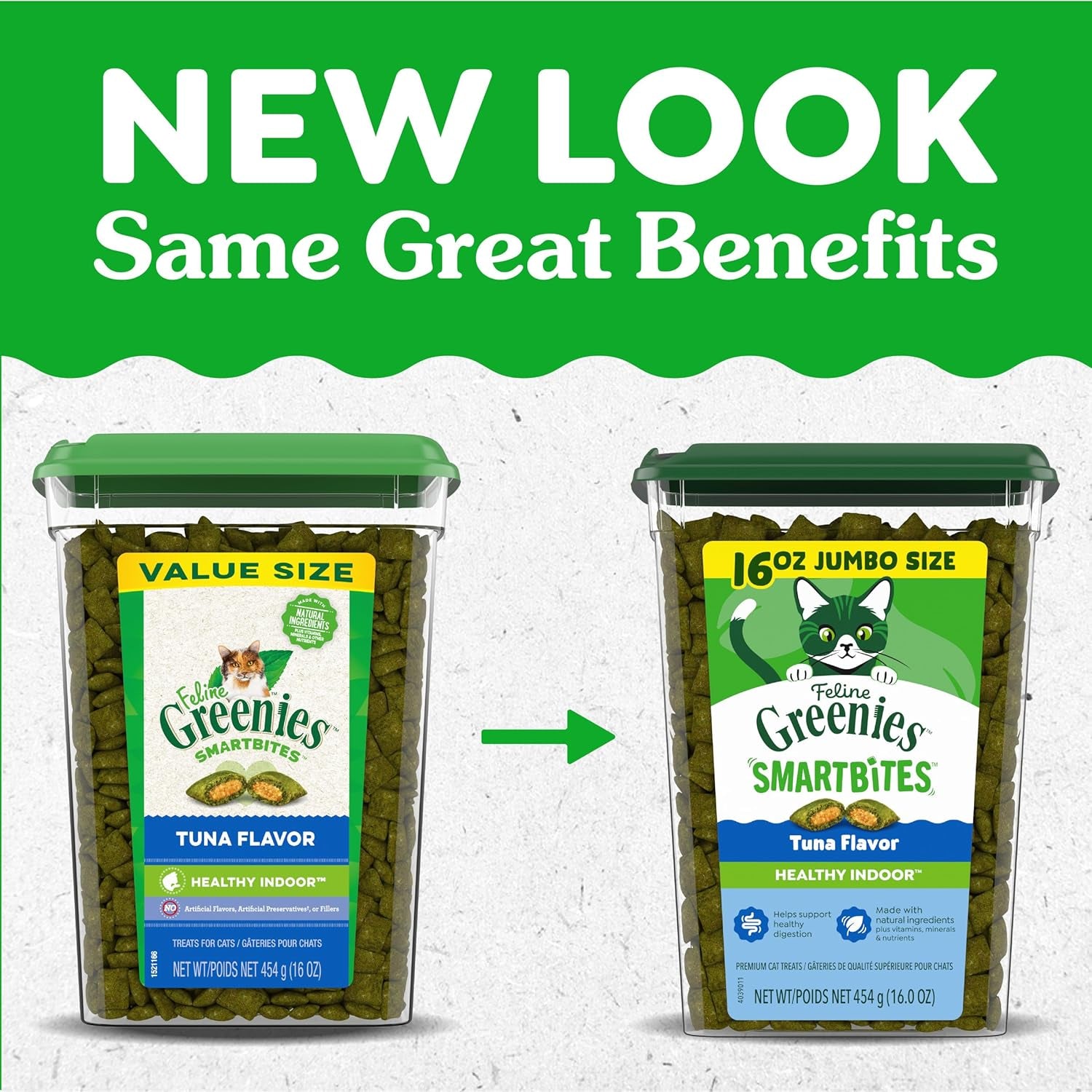 Greenies Feline Smartbites, Cat Treats Healthy Recipe, Indoor Cat Treats, Tuna Flavor, 16 Oz. Tub