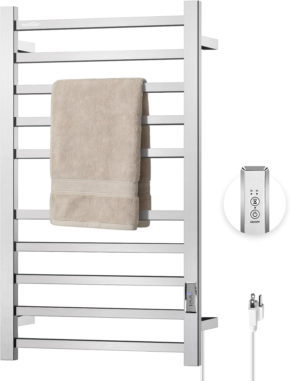 Towel Warmers for Bathroom, 10 Bar Large Heated Towel Rack, Brushed Nickel