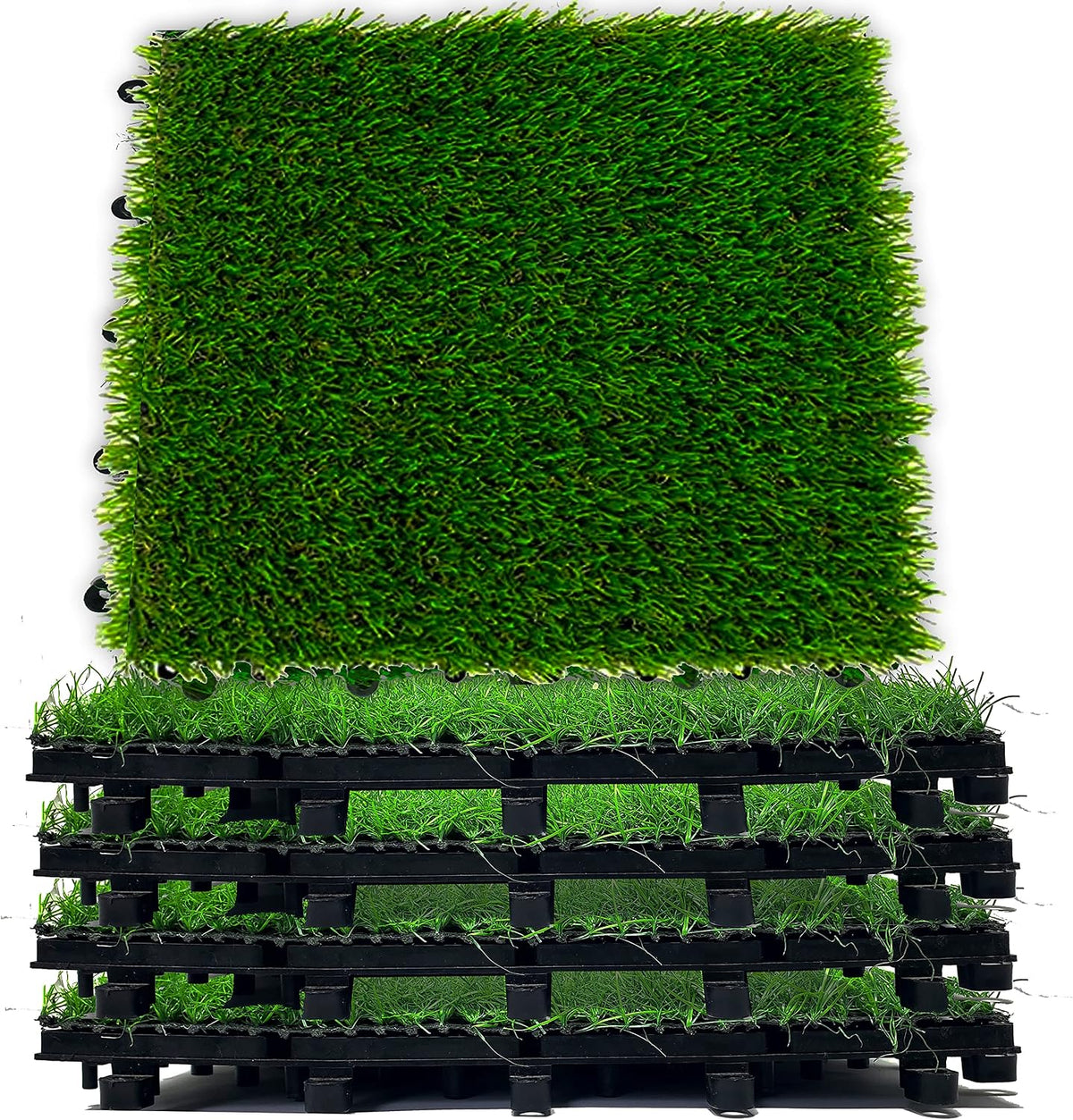 Majestick Goods 8-Count Fake Grass Interlocking Artificial Turf Deck Tiles