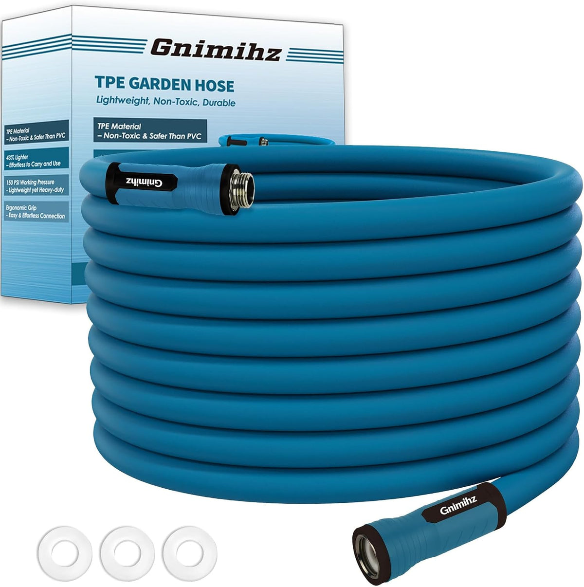Garden Hose 5/8 in X 25 Ft, Made of TPE (Betterthan Pvc/Hybrid Polymer), Lightweight yet Durable Water Hose with Ergonomic Grip, Drinking Water Safe Material, All-Weather, 3/4" GHT Fittings