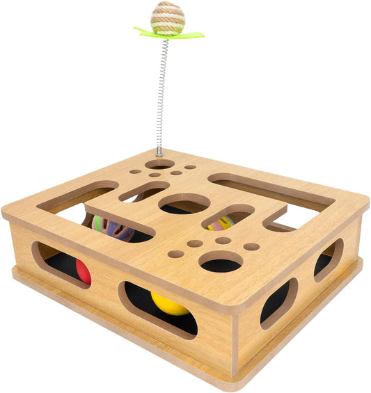Cat Scratch Puzzle Enrichment Box,Clawcraft Wooden Cat Scratcher