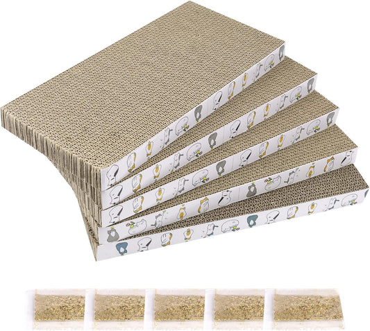 Patiencet Cardboard Cat Scratcher 5 Pack, Cat Scratching Board with Catnips