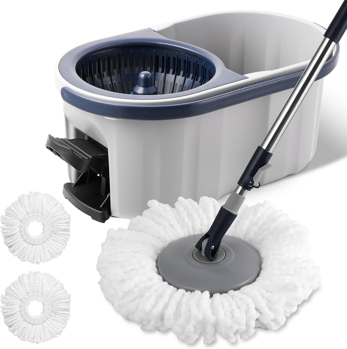 Spin Mop and Bucket System with 180-Degree Rotating Head