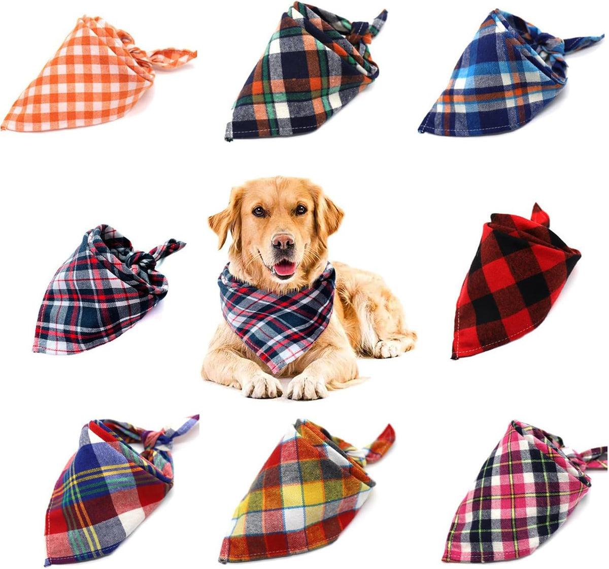 8 Pack Dog Bandanas Xxl(31.5Inch), VIPITH Fall Christmas Dog Bandanas Boy