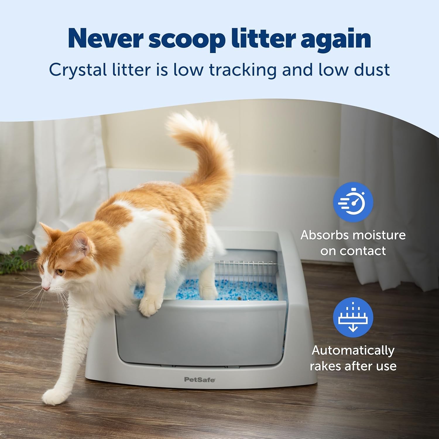 Petsafe Scoopfree Crystal Classic Self-Cleaning Litter Box System – Automatic Cat Litter Box - Advanced Odor Control – Includes Disposable Crystal Litter Tray (PAL00-17296)