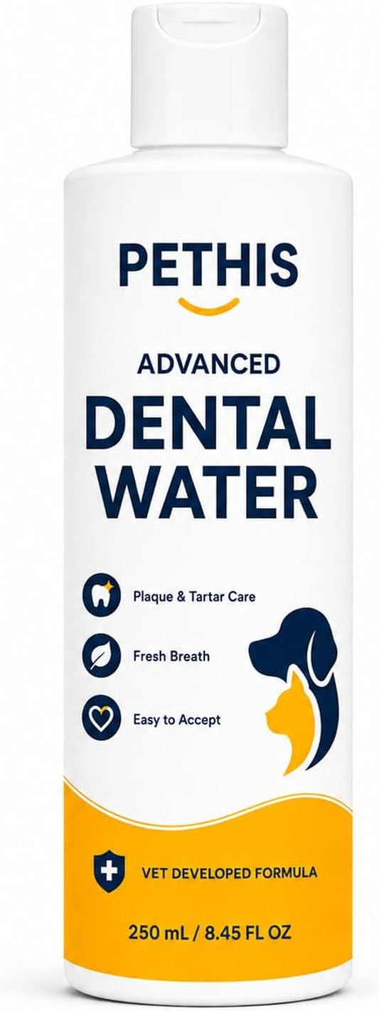 Dental Water Additive for Dogs & Cats - Fresh Breath, Teeth & Gum Care, No Brushing Required, Professionally Formulated - 250 Ml / 8.45 Fl Oz