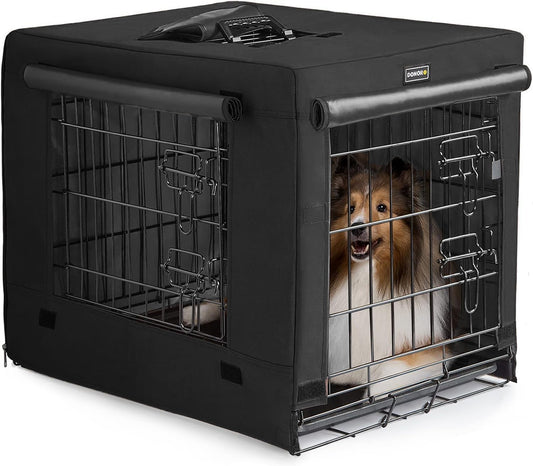 DONORO Dog Crates for Small Size Dogs Indoor Double Door Dog Kennels & Houses for Puppy and Cats, Collapsible Metal Contour Dog Cages (Black, 24.0" L X 18.0" W X 20.0" H)