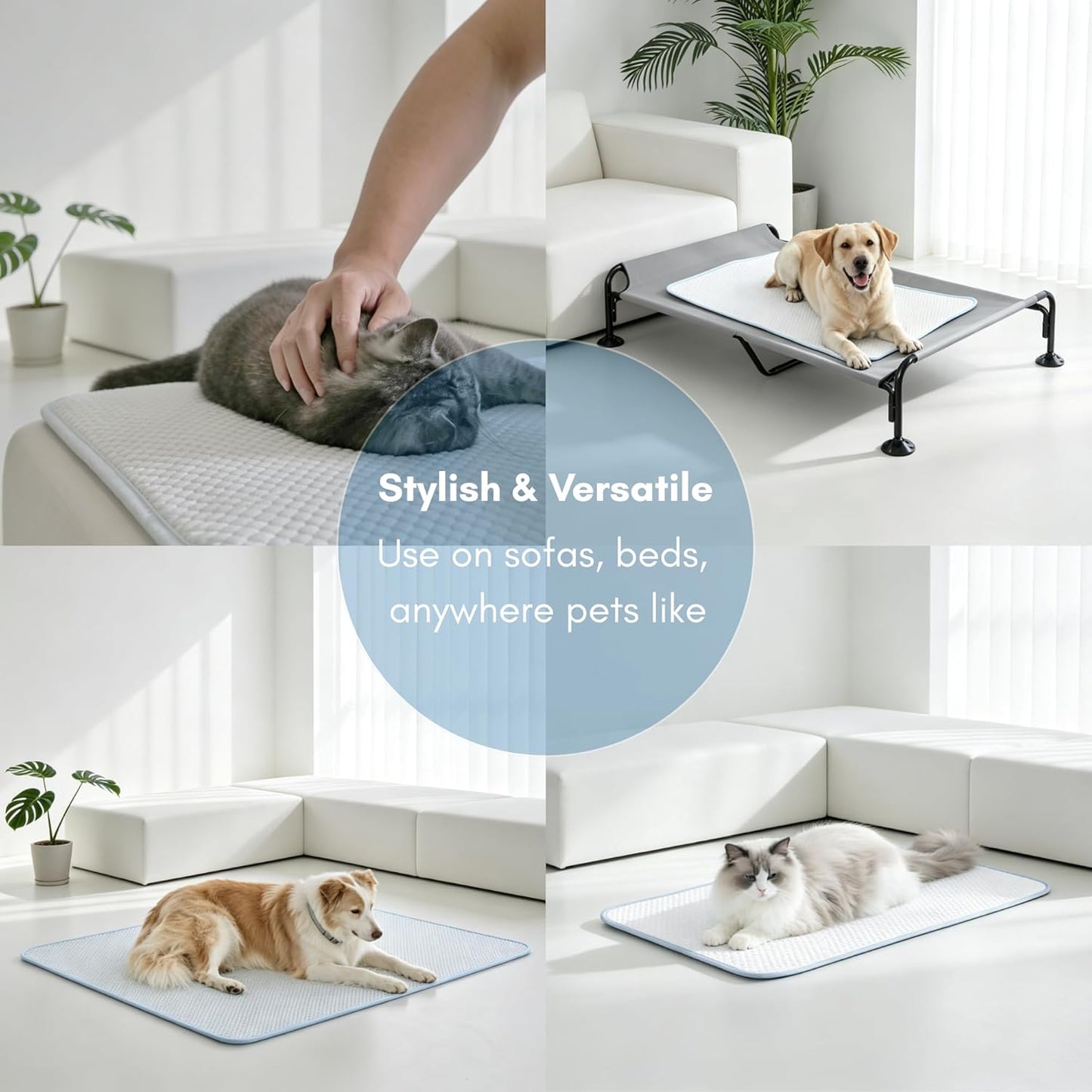 Petfelix Pet Cooling Mat, Scratch Resistant Stain Resistant QMAX>0.5 for Extra Small Dogs & Small Cats up to 10 Lbs, Self Cooling Mat for Dogs, No Water or Electricity Needed, Blue, Small, 18''*14''