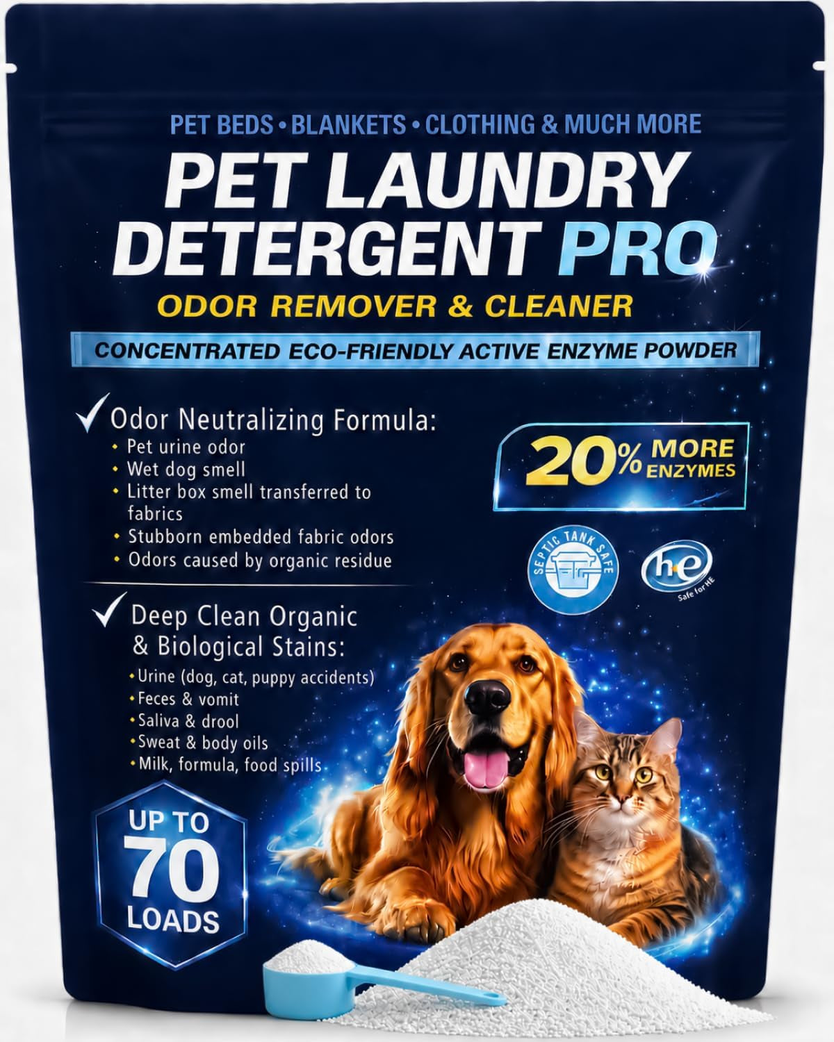 Pet Laundry Detergent Pro Enzyme Odor Remover, Deep Clean Stubborn Stains
