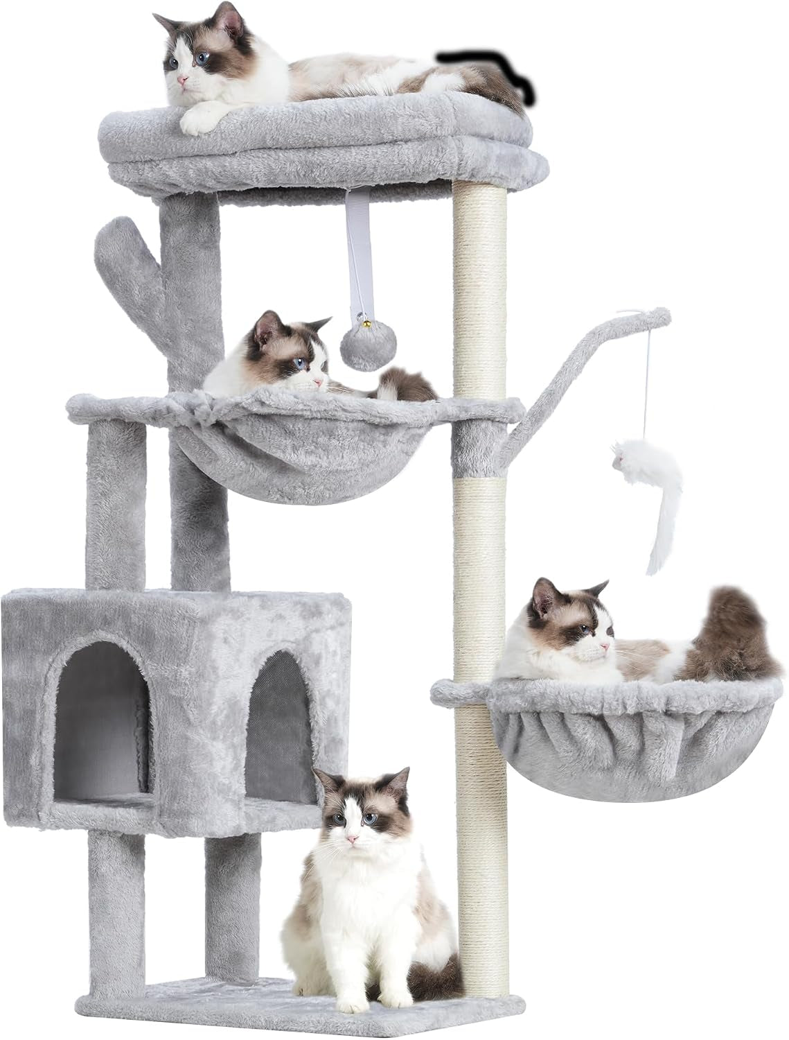 Heybly Cat Tree, 39" Tower with All-Sisal Wrapped Scratching Post HCT006SW