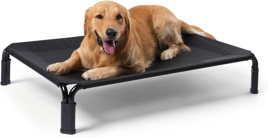 Garnpet Screwless Assembly Elevated Dog Bed for Large Dogs, Heavy Duty Raised Dog Cot for Outdoor Use with Teslin Washable Mesh