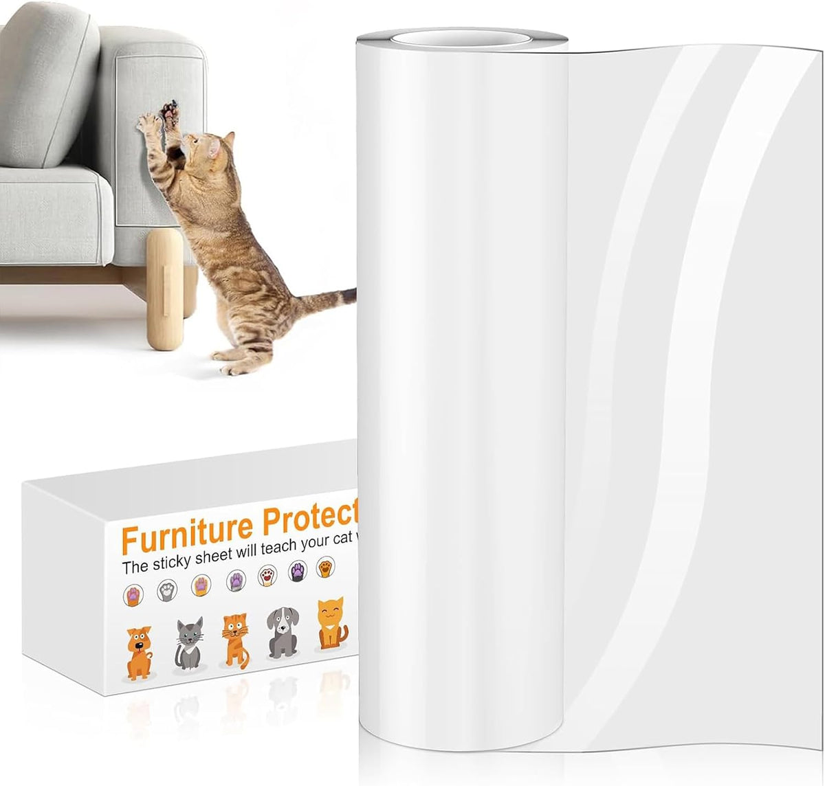 Anti Cat Scratch Furniture Protector 11.8" X 197" Thicken Vinyl