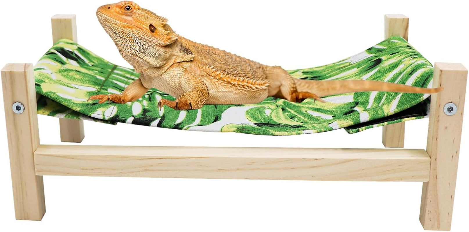 Bearded Dragon Bed, Wooden Reptile Sleeping Hammock, Bearded Dragon Tank Accessories, Habitat Accessories for Leopard Gecko Snake Lizard or Other Small Animal (Green 1, Small)