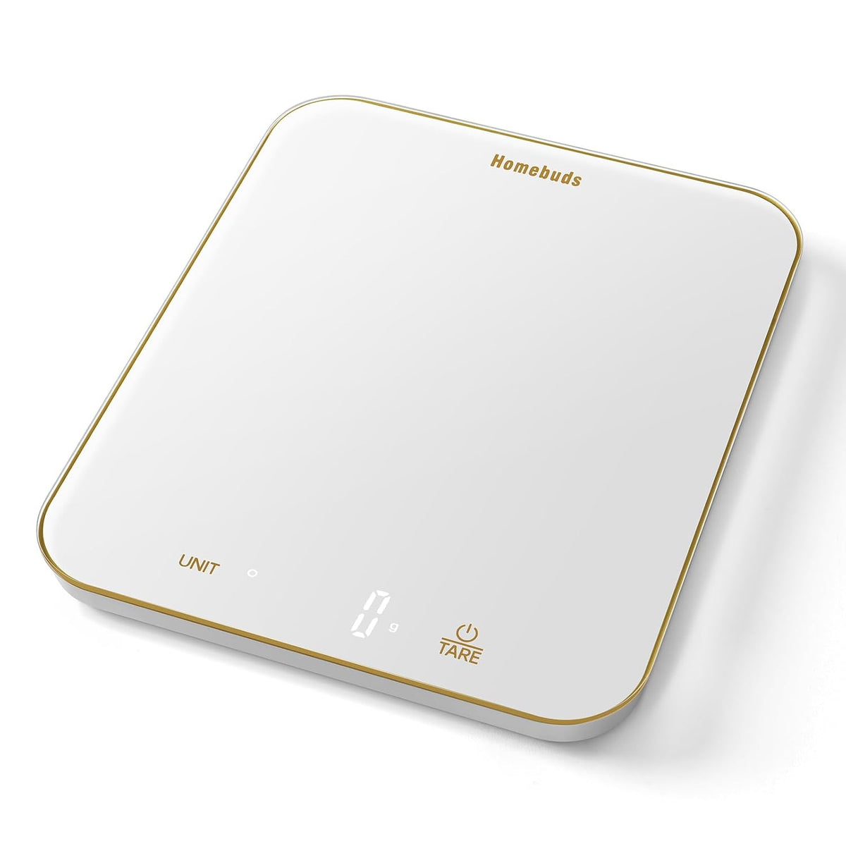 Homebuds 33Lb Digital Food Scale Grams and Ounces in 1G, High Precision Assured by Kitchen Scale Professional Factory since 2001, Gram Scale for Cooking and Baking, LED, 3*AAA, White by Golden Line