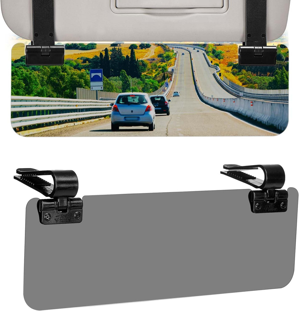 JOYTUTUS Sun Visor Extender for Cars, Polarized Sun Visor Extender Universal Sun Blocker UV400, Adjustable Visor Extension for Car Visor,Double-Clip,Anti Glare Stray Light
